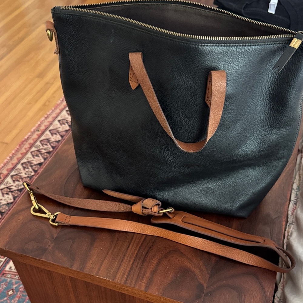 Madewell Leather Tote Bag with Brown Straps